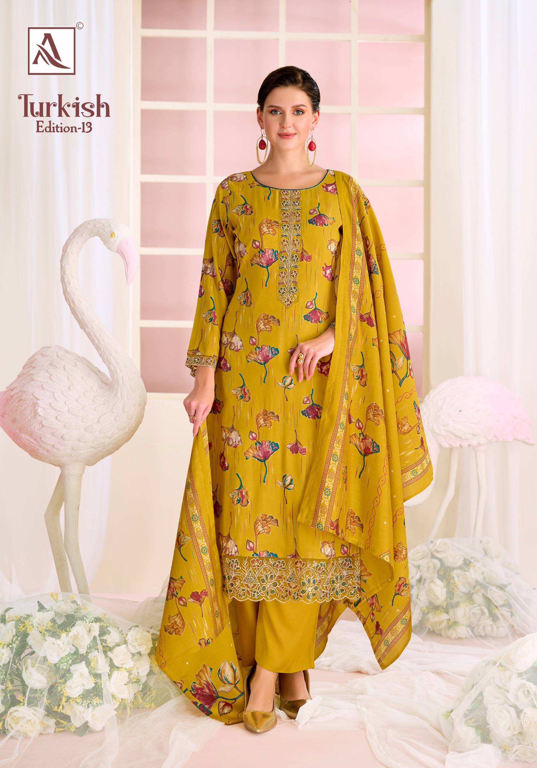 TURKISH-  vol-13 by Alok Suit 3020-1133-01 TO 3020-1133-06 SERIES Pakistani Stylish Embroidered Viscose Reyon COLLECTION At Wholesale Price